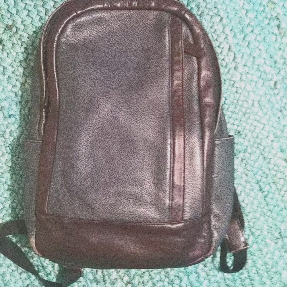 Genuine Leather Coach Backpack Blue with Black accents